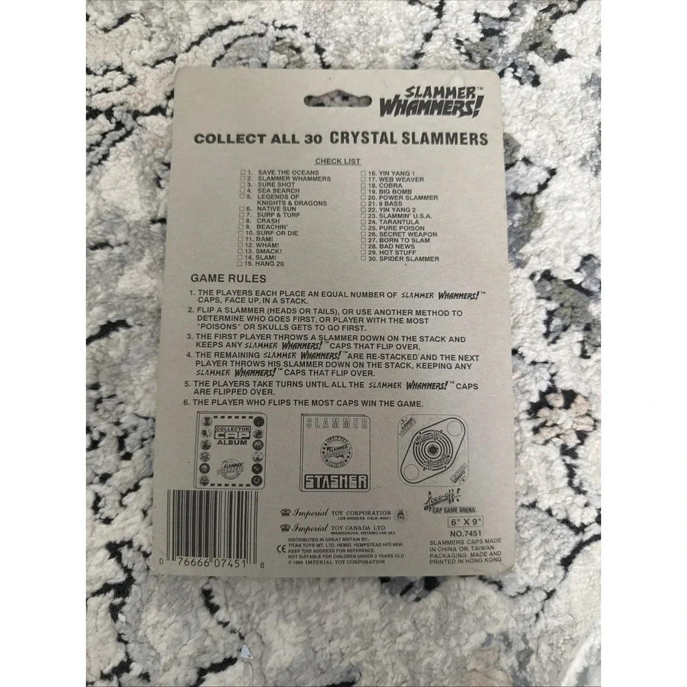 Pogs 1994 Crystal Slammer Whammers NOS Imperial Sealed Super Touch Acrylic 7451